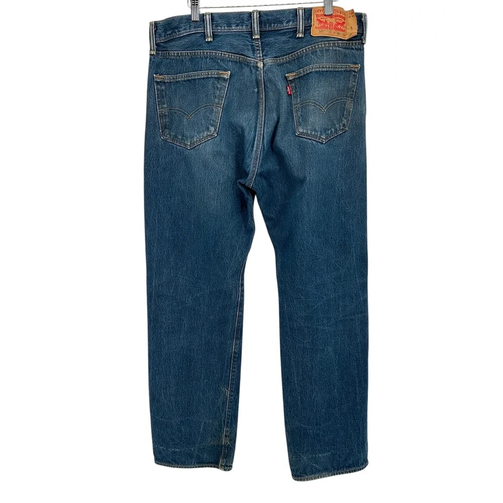 Levi's 501 Jeans Mens W38 L33‎ Button Fly Blue Denim Straight Leg
